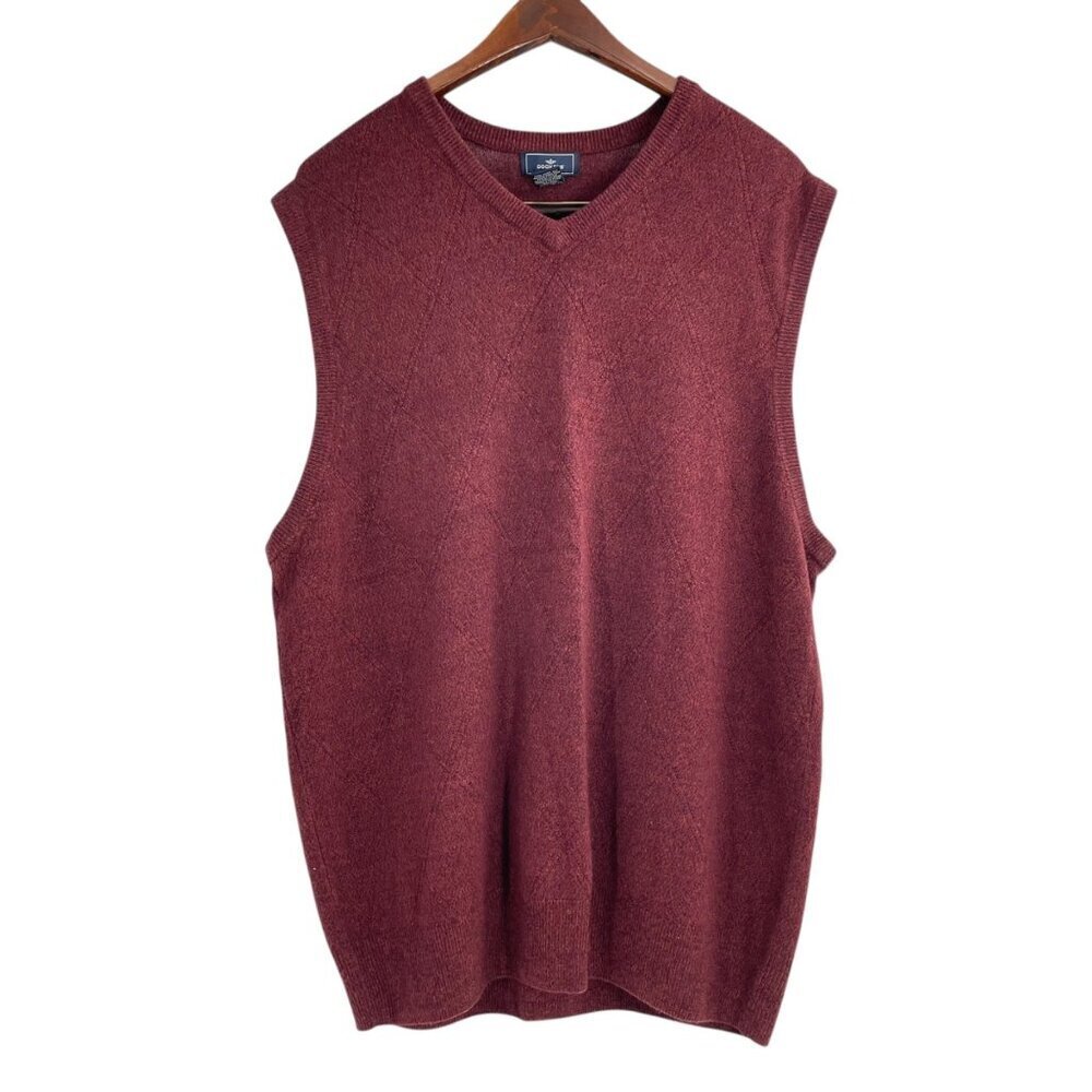 Dockers Maroon Argyle Sweater Vest Mens Size Xxl Classic Grandpa Career Acrylic